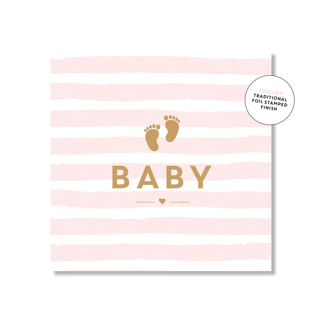 Baby Girl Pink Stripe Card - Mini