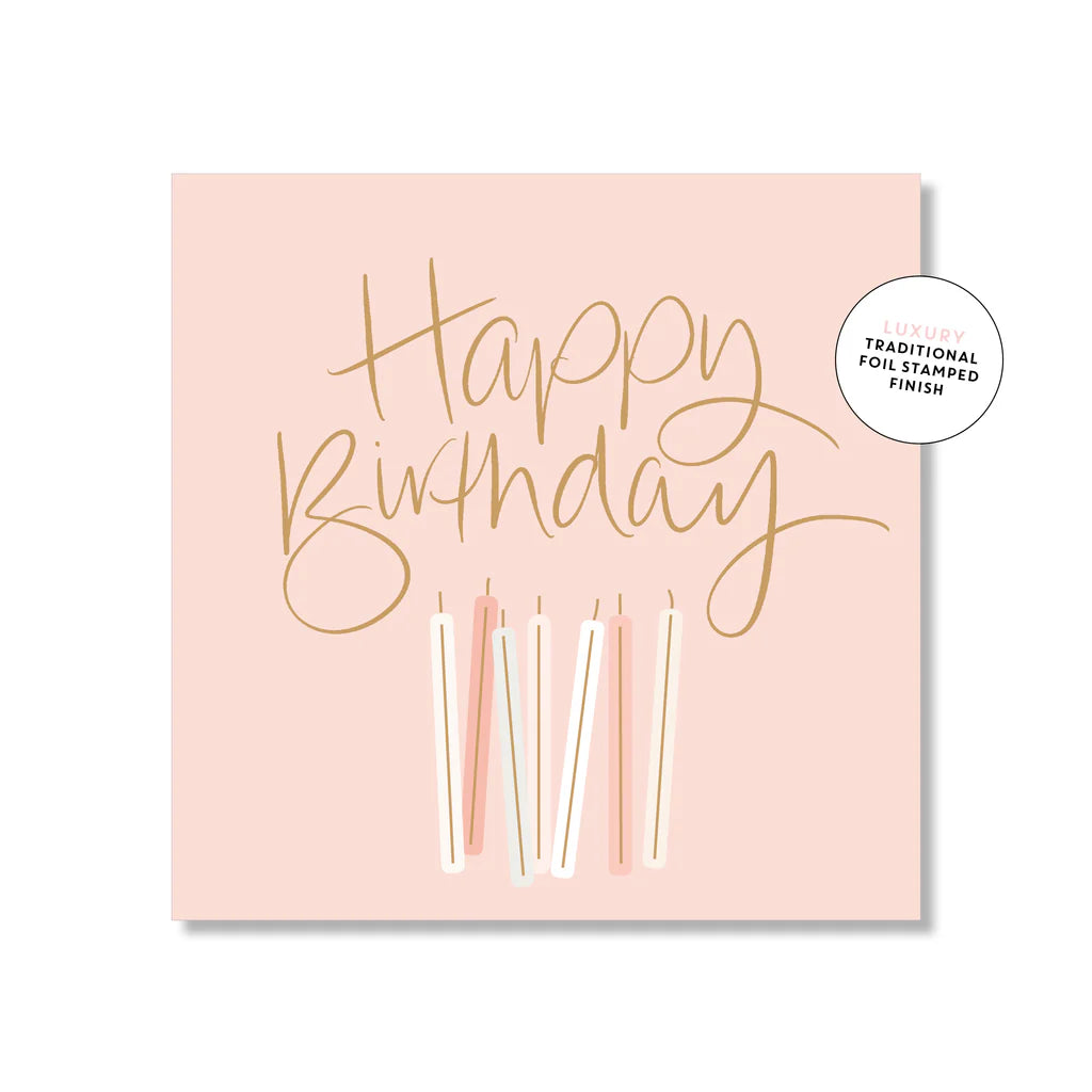 Happy Birthday Peachy Candles Card - Mini