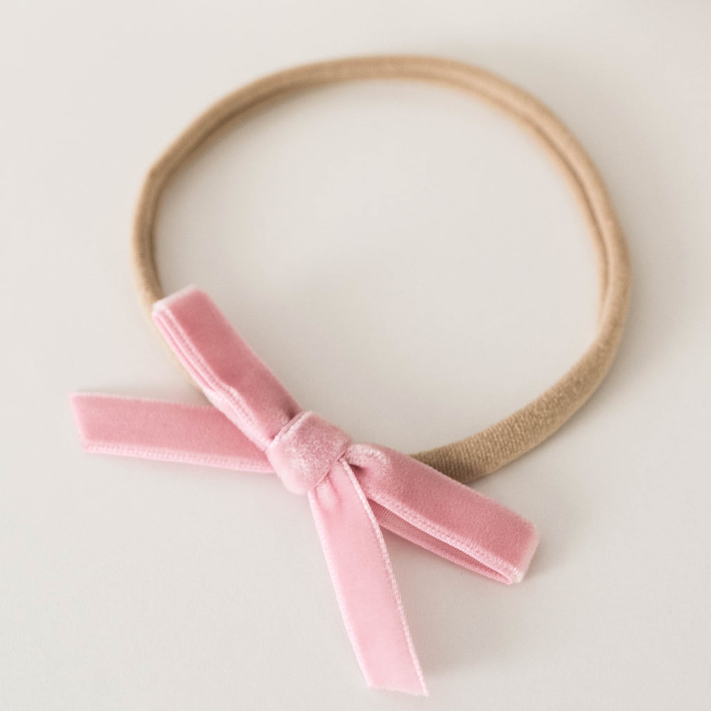 Baby Headband - Rose Pink Velvet Bow