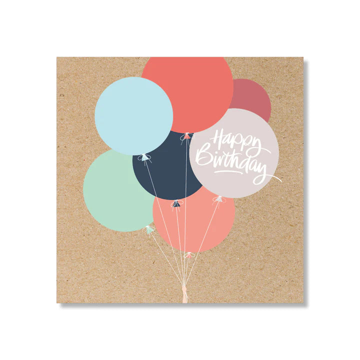 Happy Birthday Kraft Balloons Card - Mini