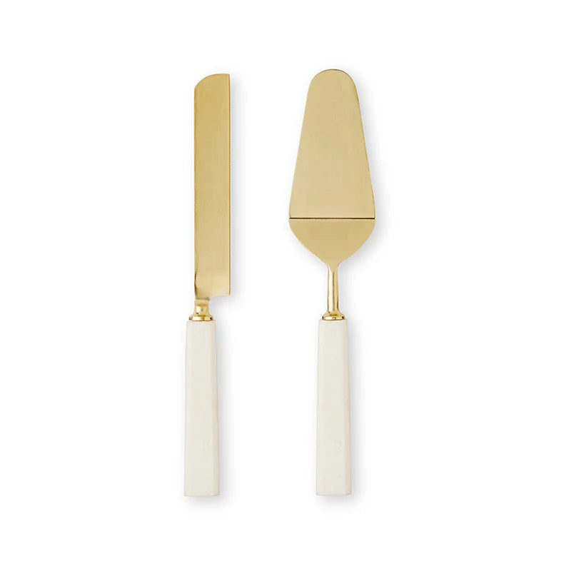 Aries Cream/Gold Resin Cake Server Set