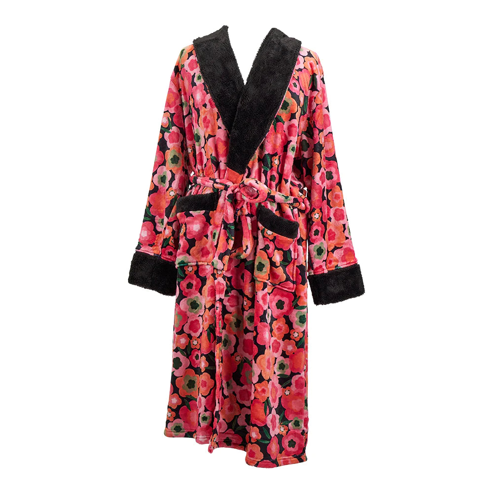 Cosy Luxe Bath Robe - Midnight Blooms