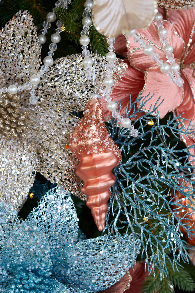 Sheer Champagne Glittered Poinsettia