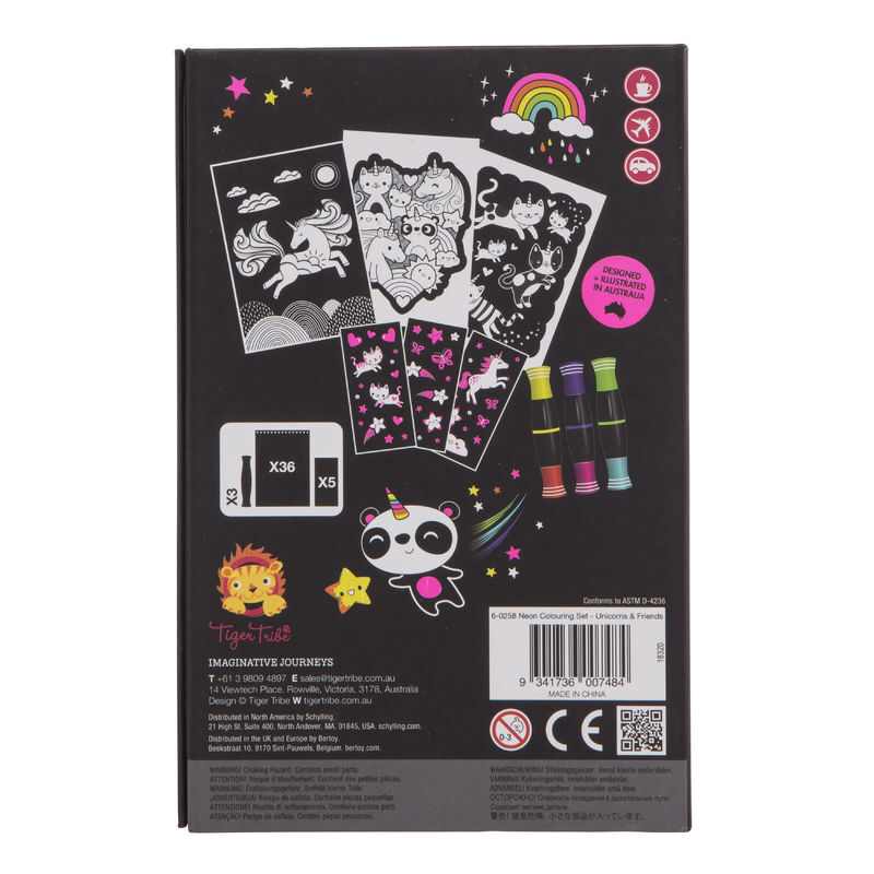 Neon Colouring Set - Unicorns and Friends