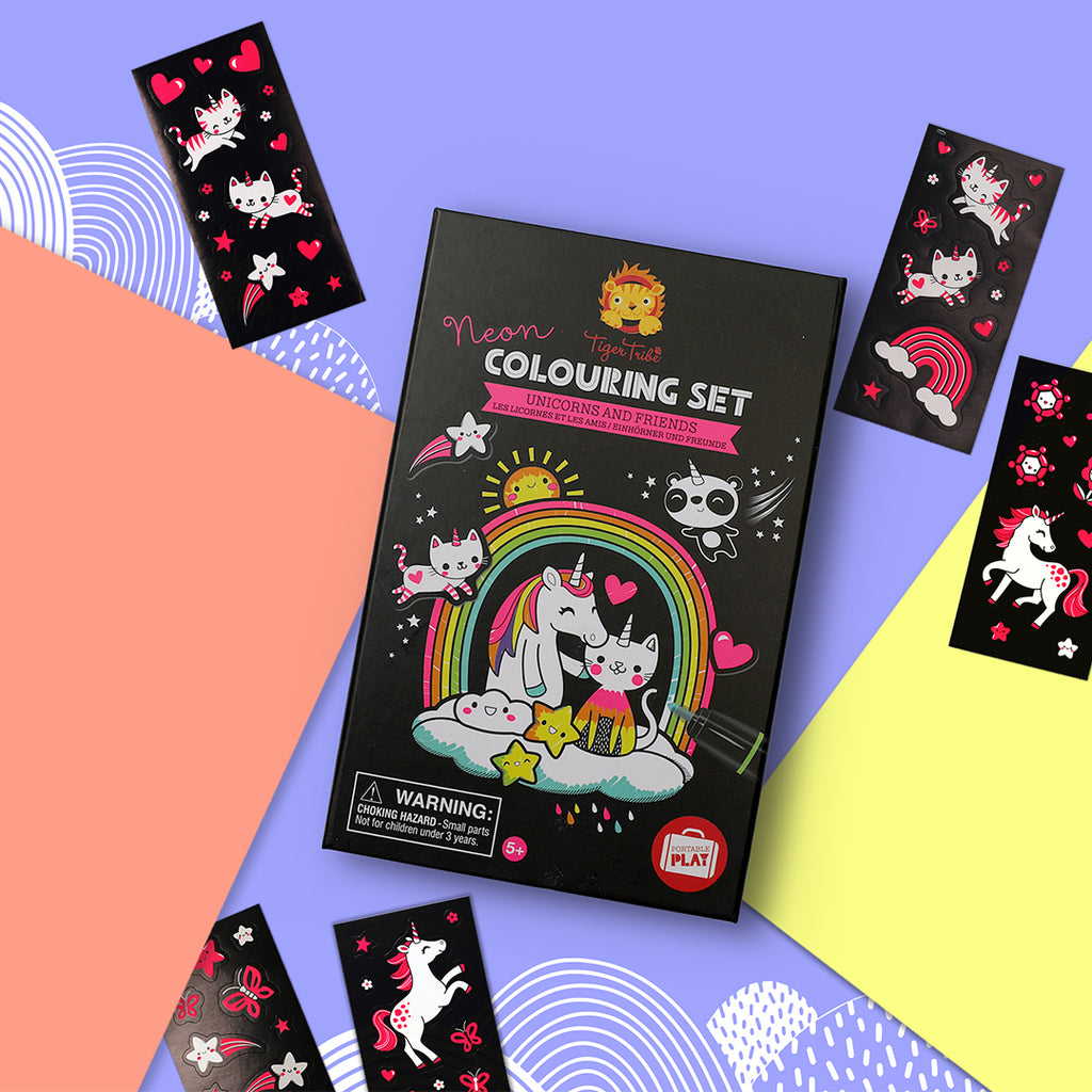 Neon Colouring Set - Unicorns and Friends