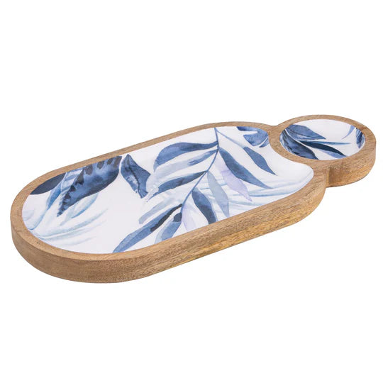 Blue Lagoon Mango Wood Chip & Dip Bowl