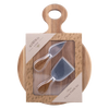 3 Piece Round Acacia Wood Cheese Paddle with Knives