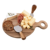 3 Piece Round Acacia Wood Cheese Paddle with Knives