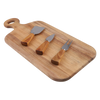 4 Piece Oblong Acacia Wood Cheese Paddle with Knives