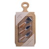4 Piece Oblong Acacia Wood Cheese Paddle with Knives