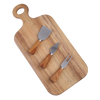 4 Piece Oblong Acacia Wood Cheese Paddle with Knives