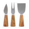 4 Piece Oblong Acacia Wood Cheese Paddle with Knives