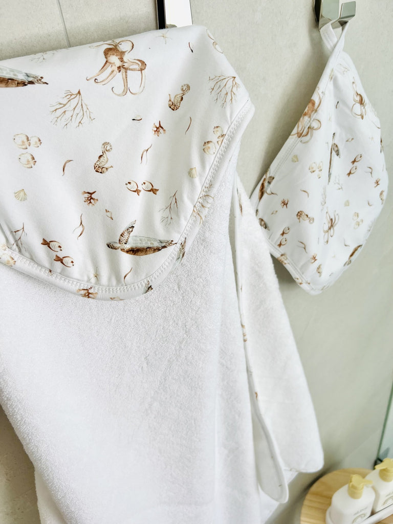 Hooded Baby Towel & Wash Cloth Set - Oceania