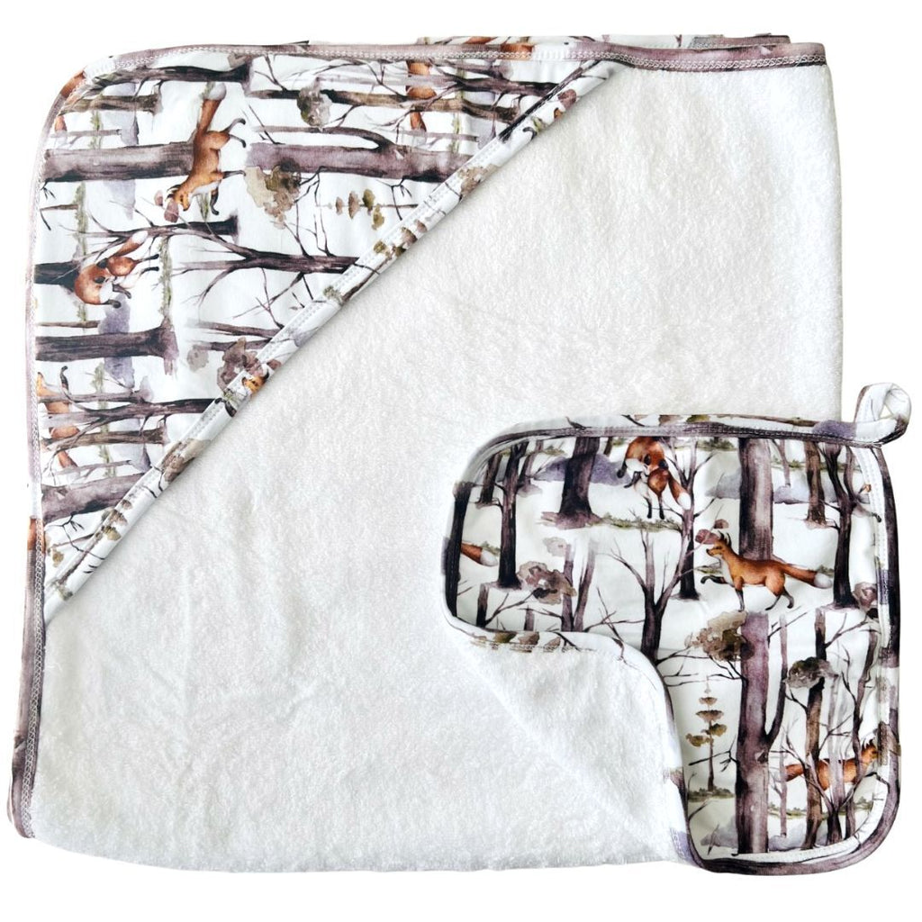 Hooded Baby Towel & Wash Cloth Set - Fox Hunt