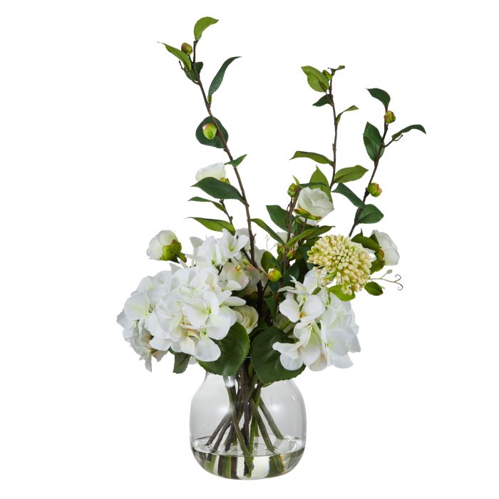 Hydrangea Camelia Bud Mix in Adina Vase