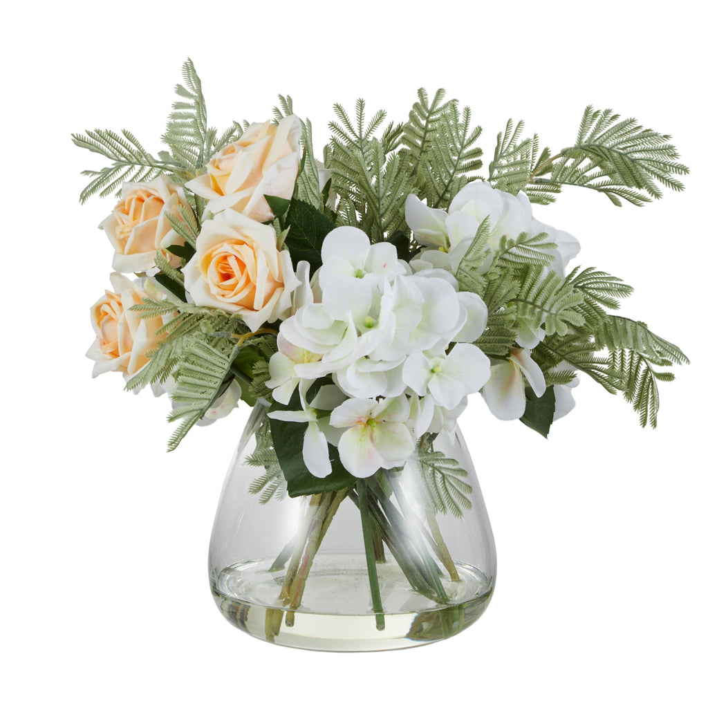 Hydrangea Mimi Rose Mix in Garden Vase