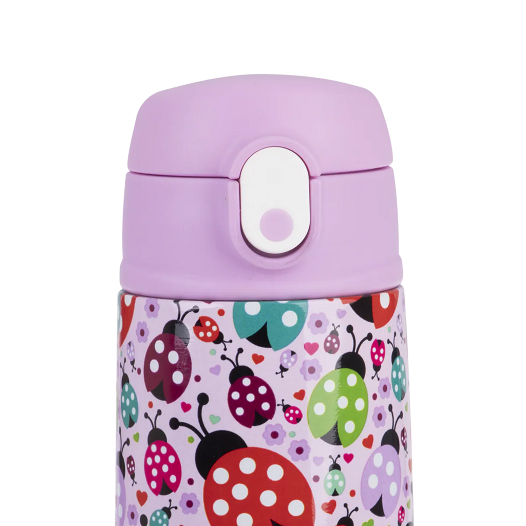 400ml Kids Drink Bottle with Sipper Straw - Lovely Ladybugs
