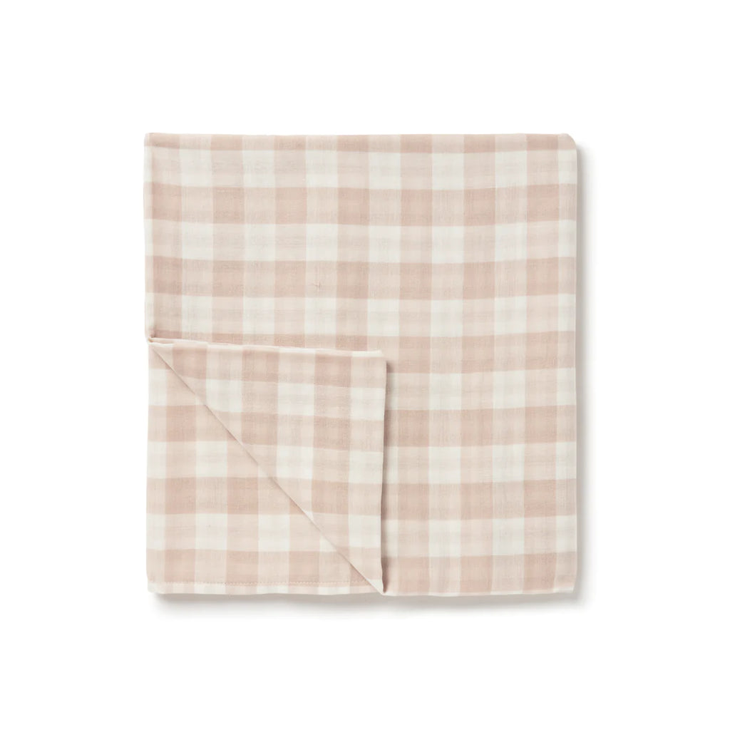Taupe Gingham Muslin Wrap