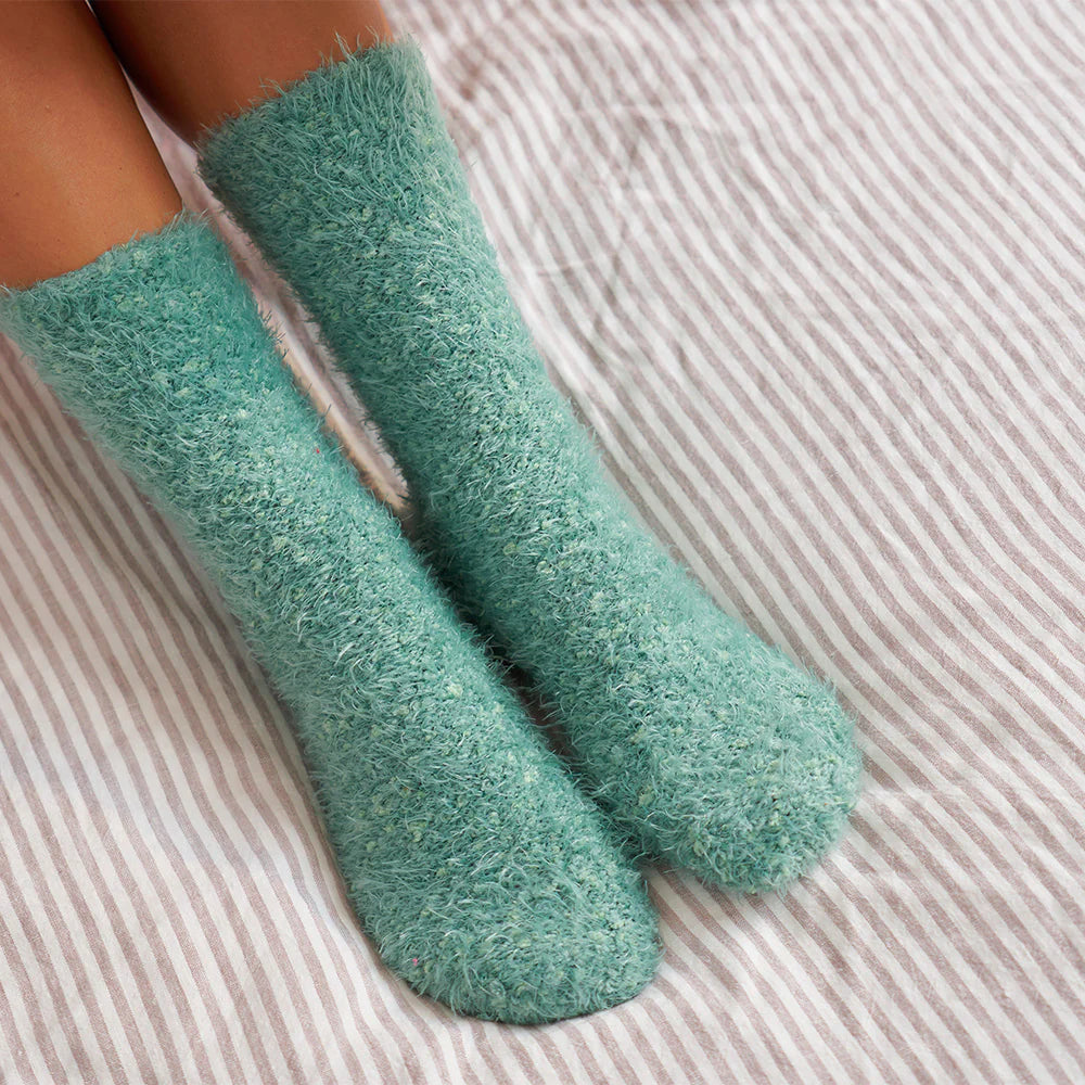 Short Fuzzy Socks - Sage (Set of 2)