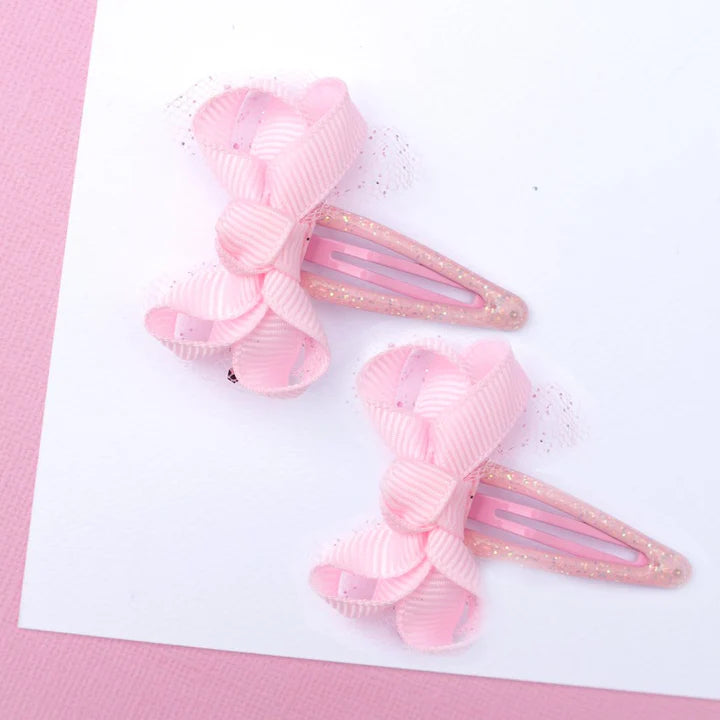 Pink Mini Grosgrain Hair Clips