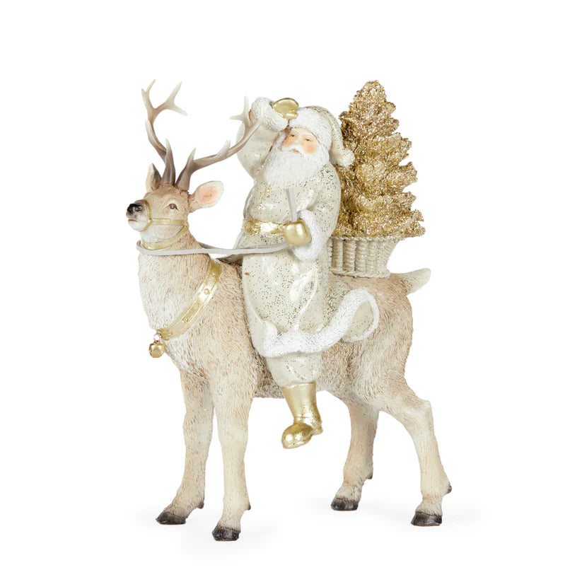 Metallic Woodland Santa on Reindeer