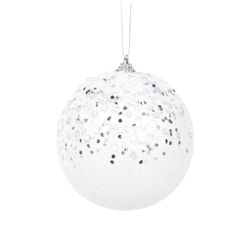 White Glitter Bauble