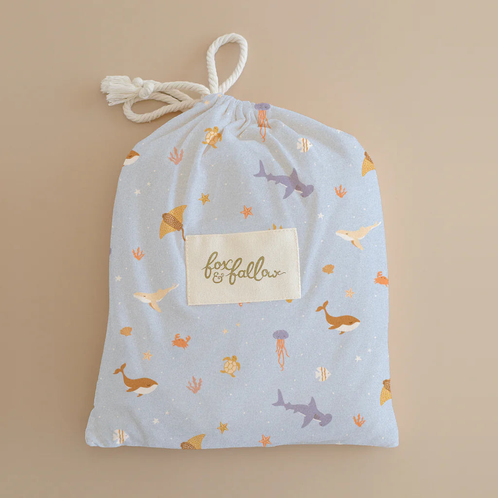 Ocean Creatures Sky Fitted Cot Sheet