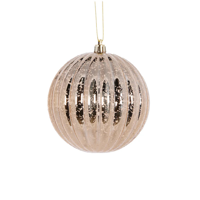 Ribbed Champagne Mercury Bauble