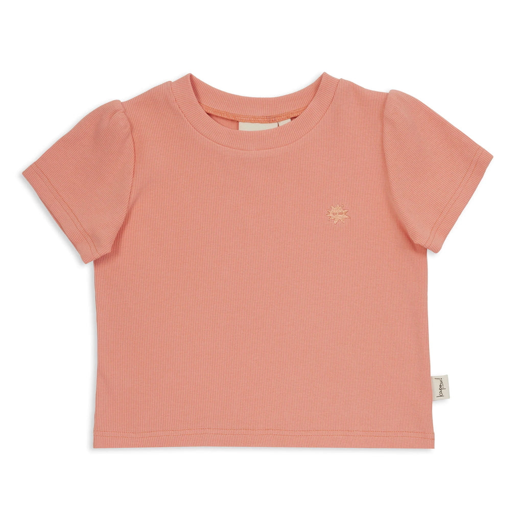 Coral Rib Puff Sleeve Tee
