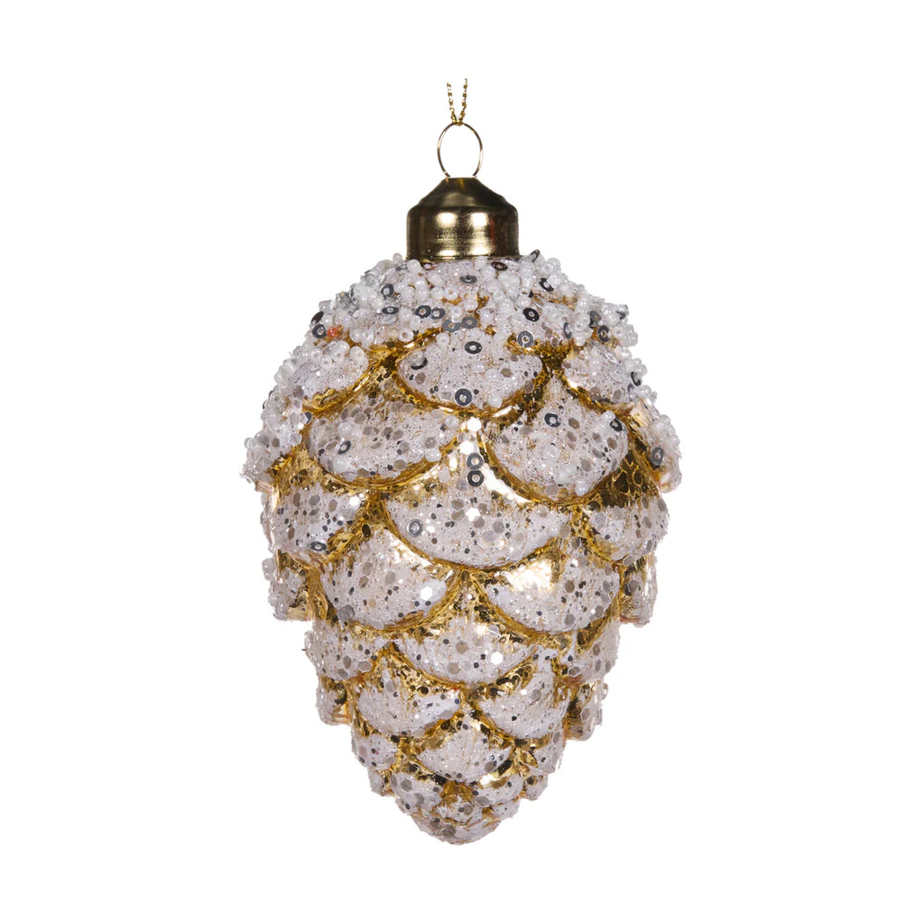 Gold Frosted Pinecone Bauble