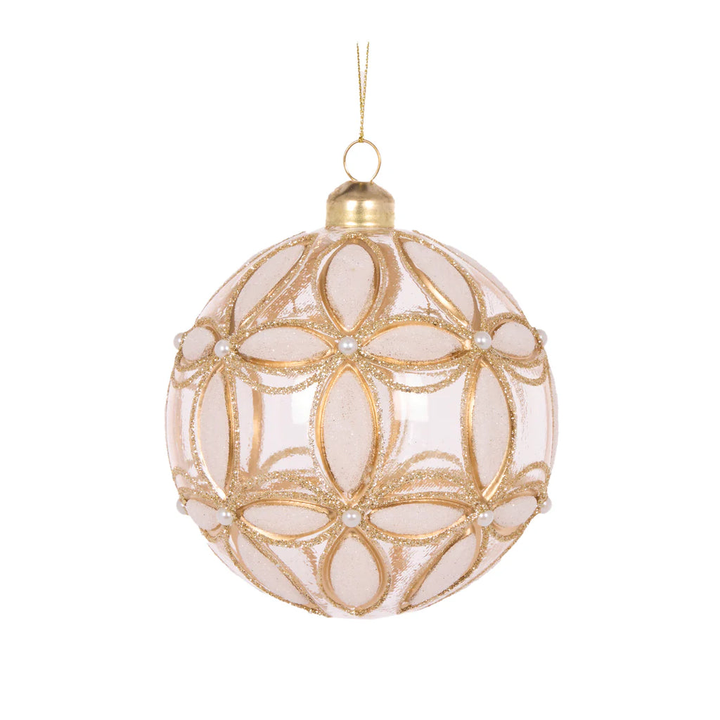 Gold Embossed Fleur Bauble