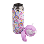 550ml Kids Drink Bottle with Sipper Straw - Rainbow Sky