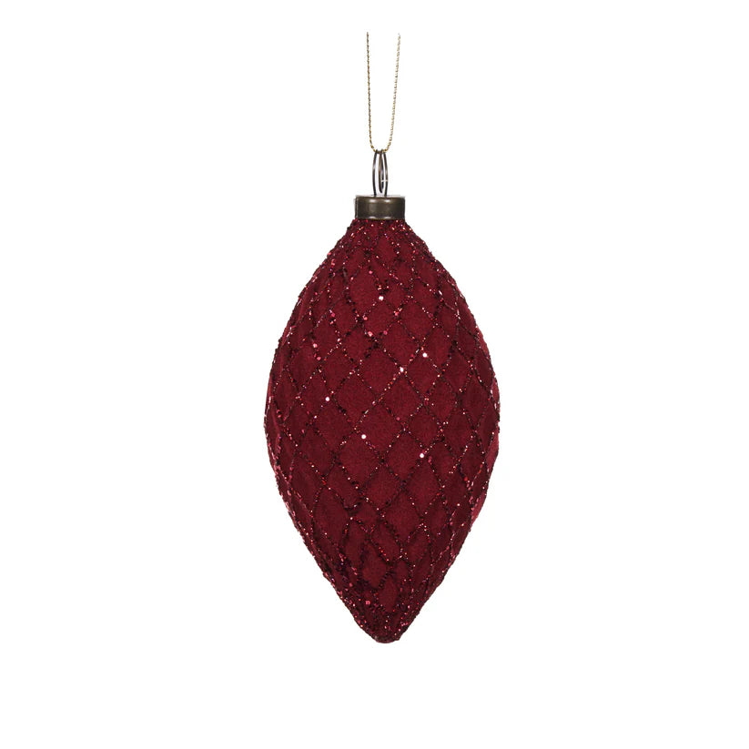 Red Velvet Lattice Drop Bauble