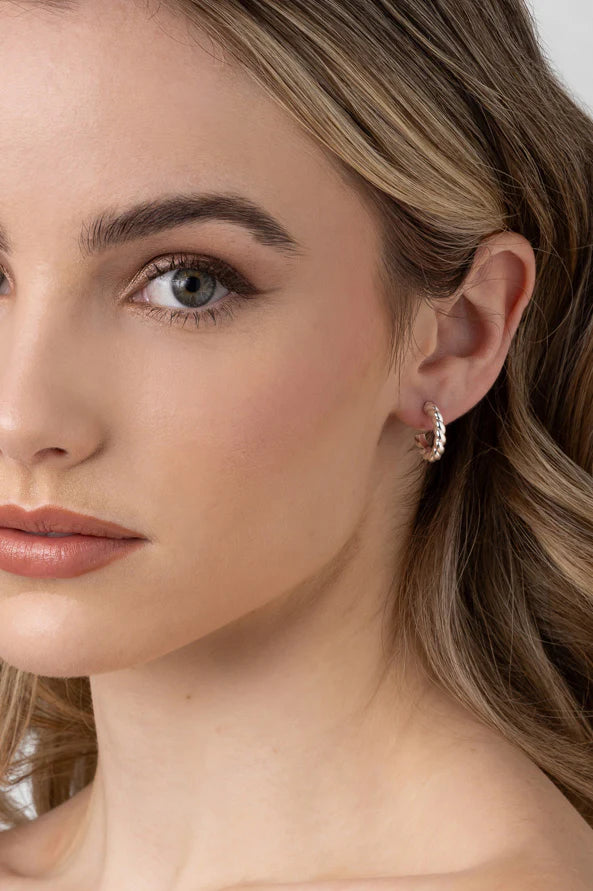 Sandy Hoop Earrings - Rose Gold
