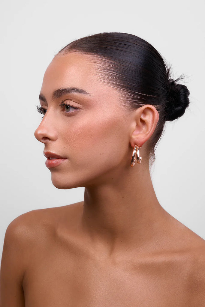 Neve Double Hoop Earrings - Rose Gold