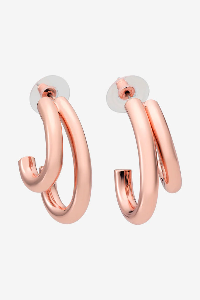 Neve Double Hoop Earrings - Rose Gold
