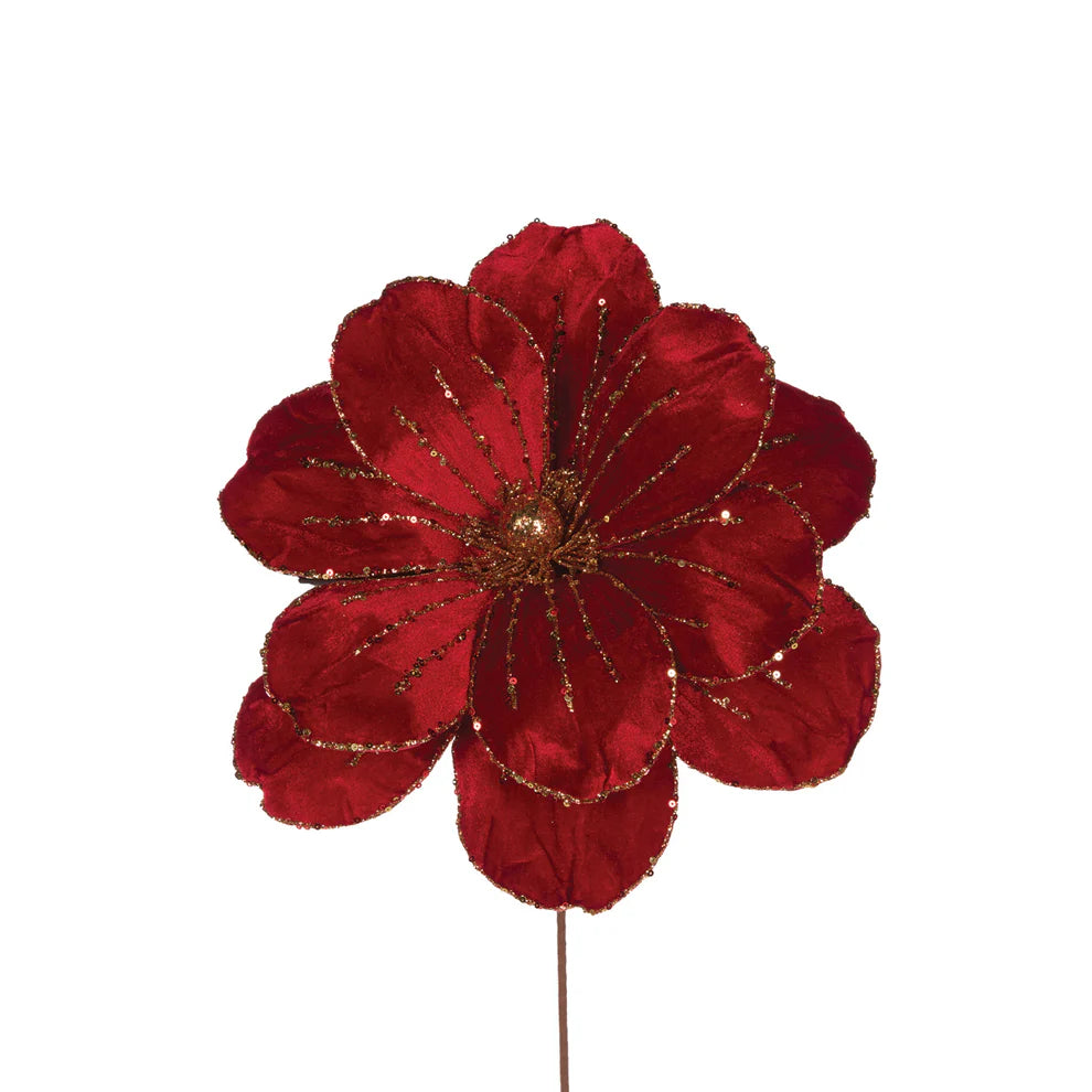 Large Red Velour Magnolia