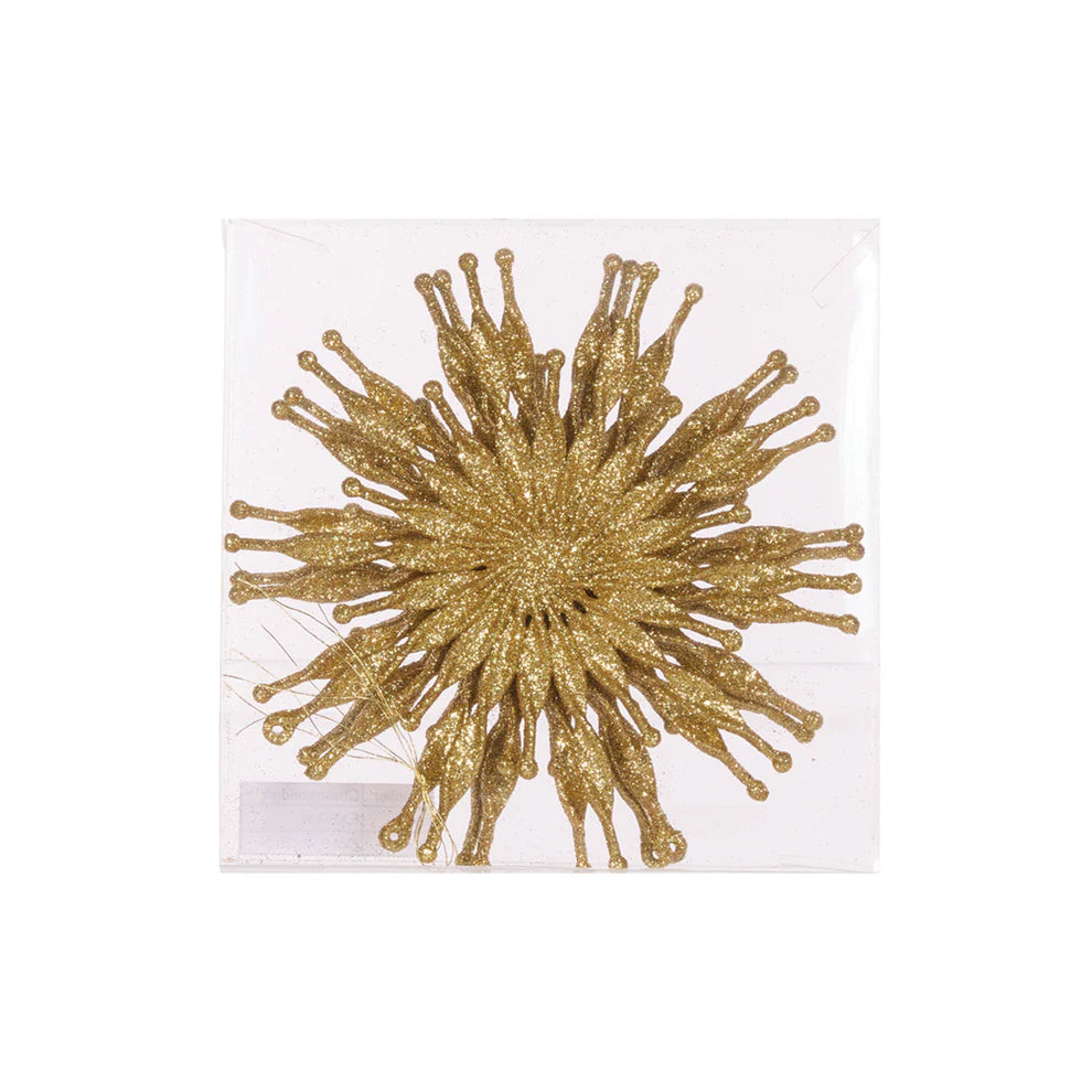 4pk Large Gold Glitter Snowflake