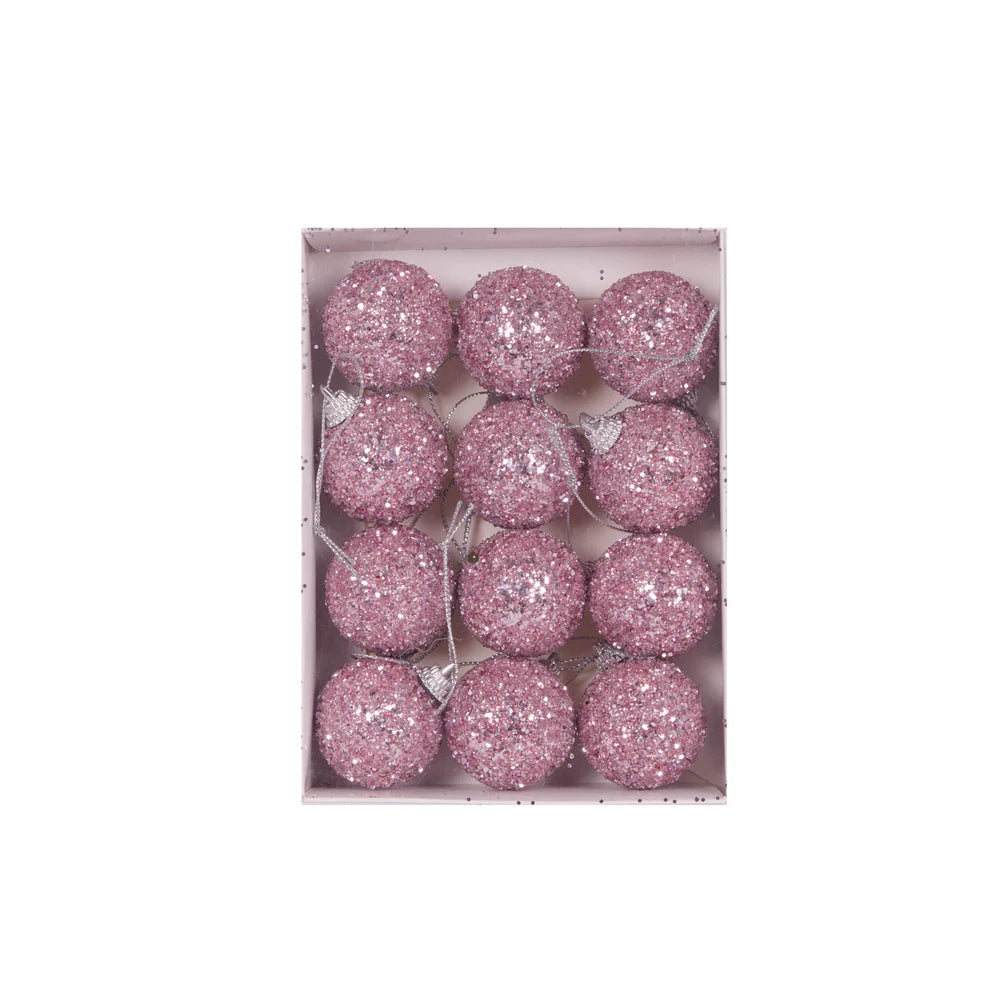 Mini Pink Sugar Baubles - 12pk