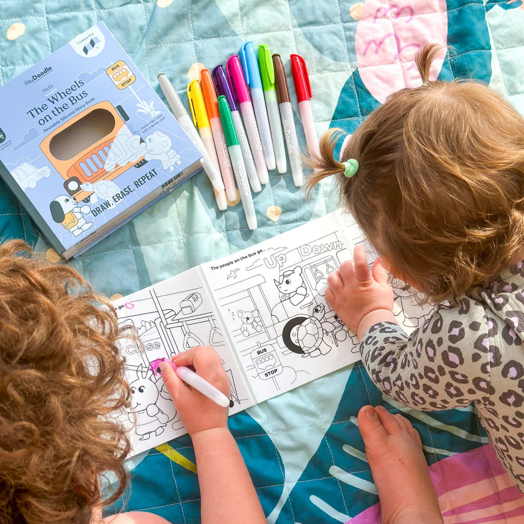Wheels on the Bus Tales - Reusable Colouring Book