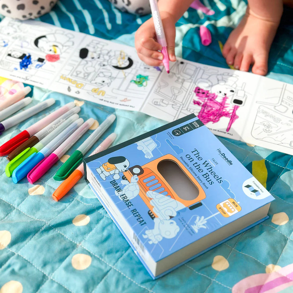 Wheels on the Bus Tales - Reusable Colouring Book