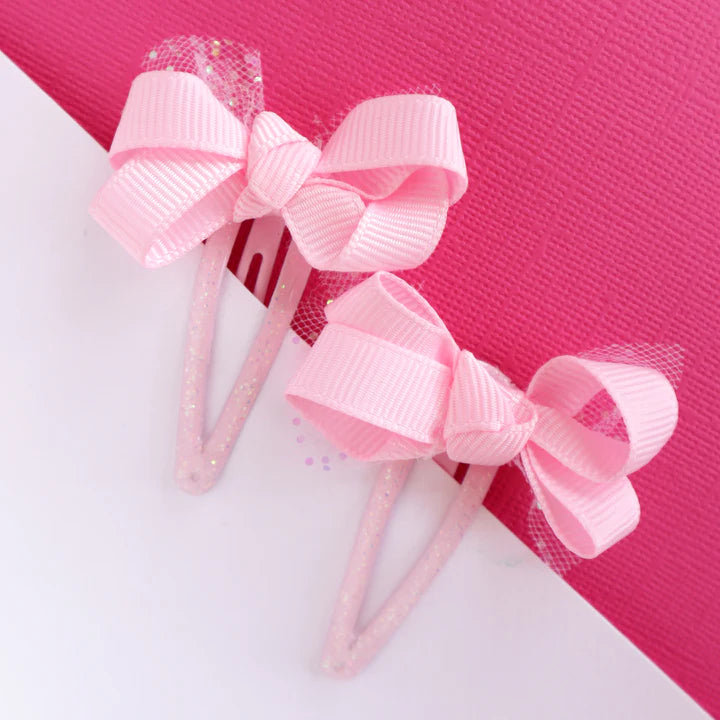 Pink Mini Grosgrain Hair Clips