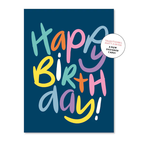 Happy Birthday Letters Navy Card