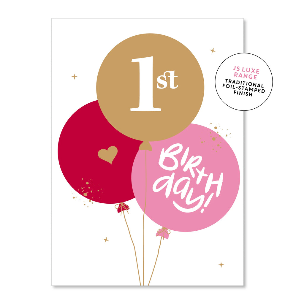1st Birthday Ballons Pink Card