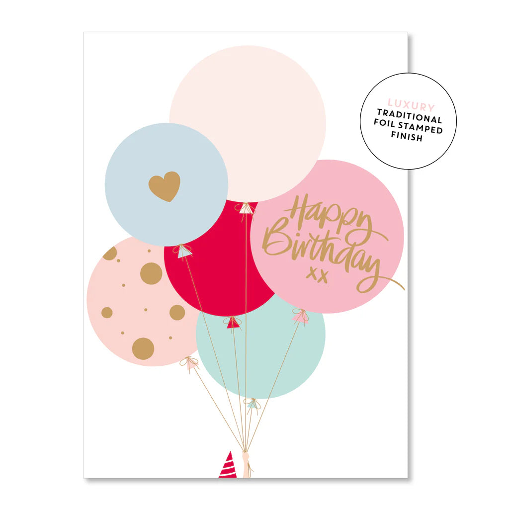 Happy Birthday Pink Balloons Card