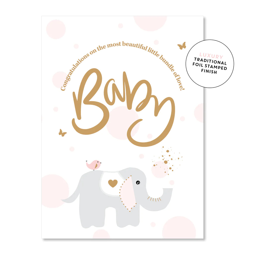 Baby Elephant Pink Card