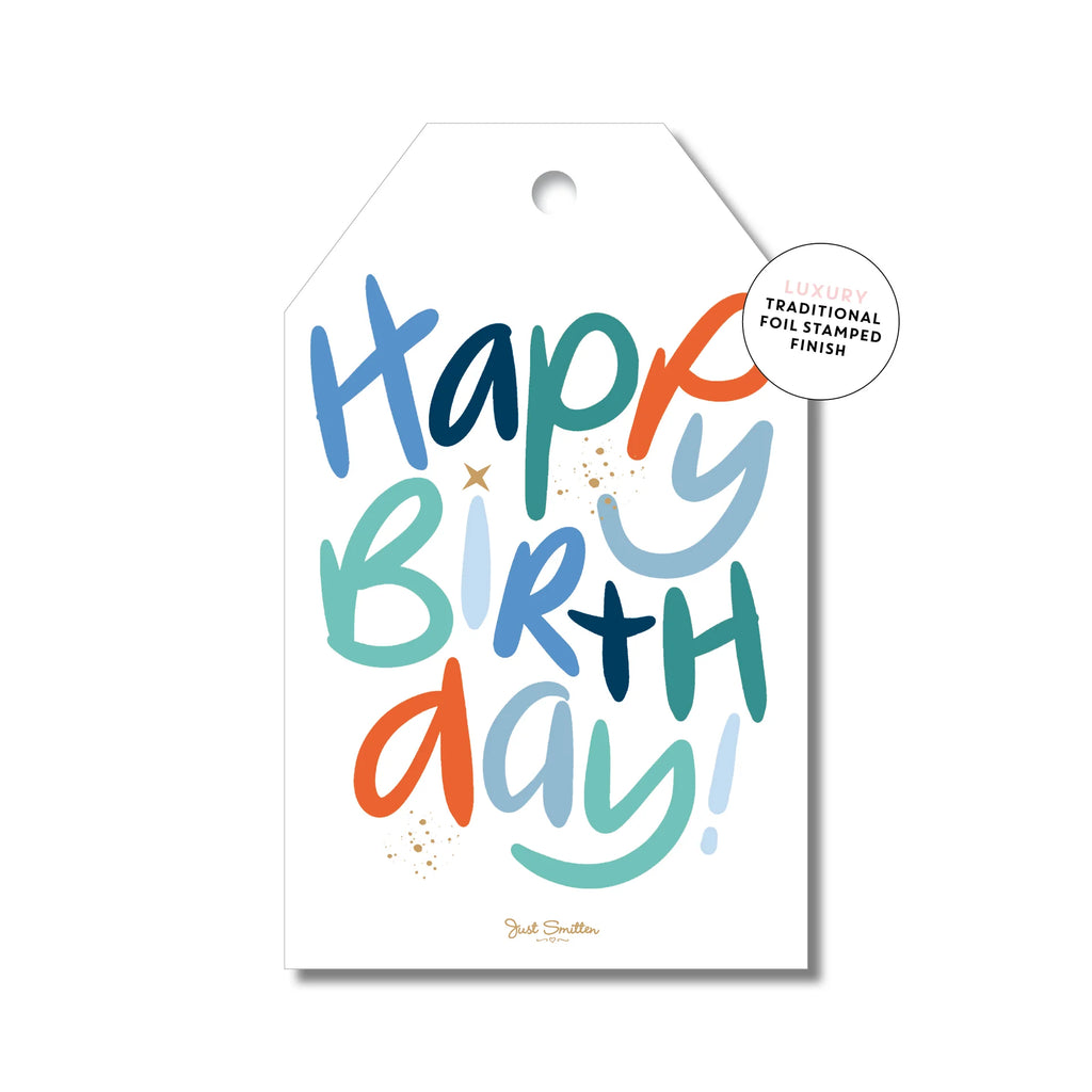 Happy Birthday Letters Blue Tag