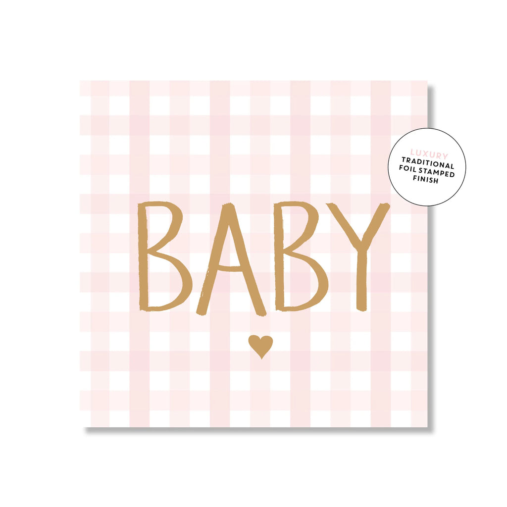 Baby Girl Pink Gingham Card - Mini