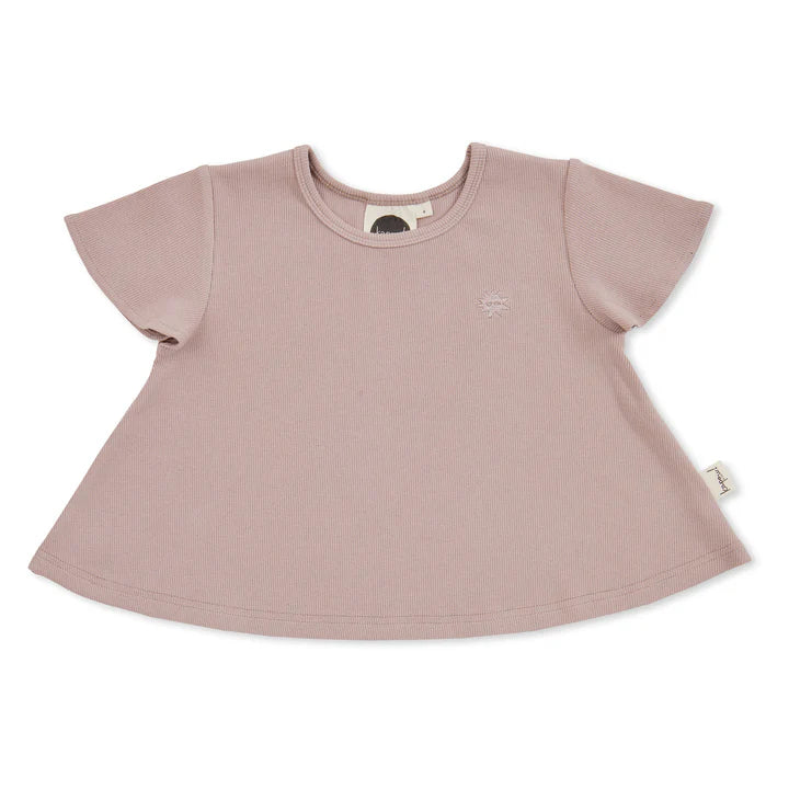 Taupe Rib Flutter Tee - Size 3 & 6