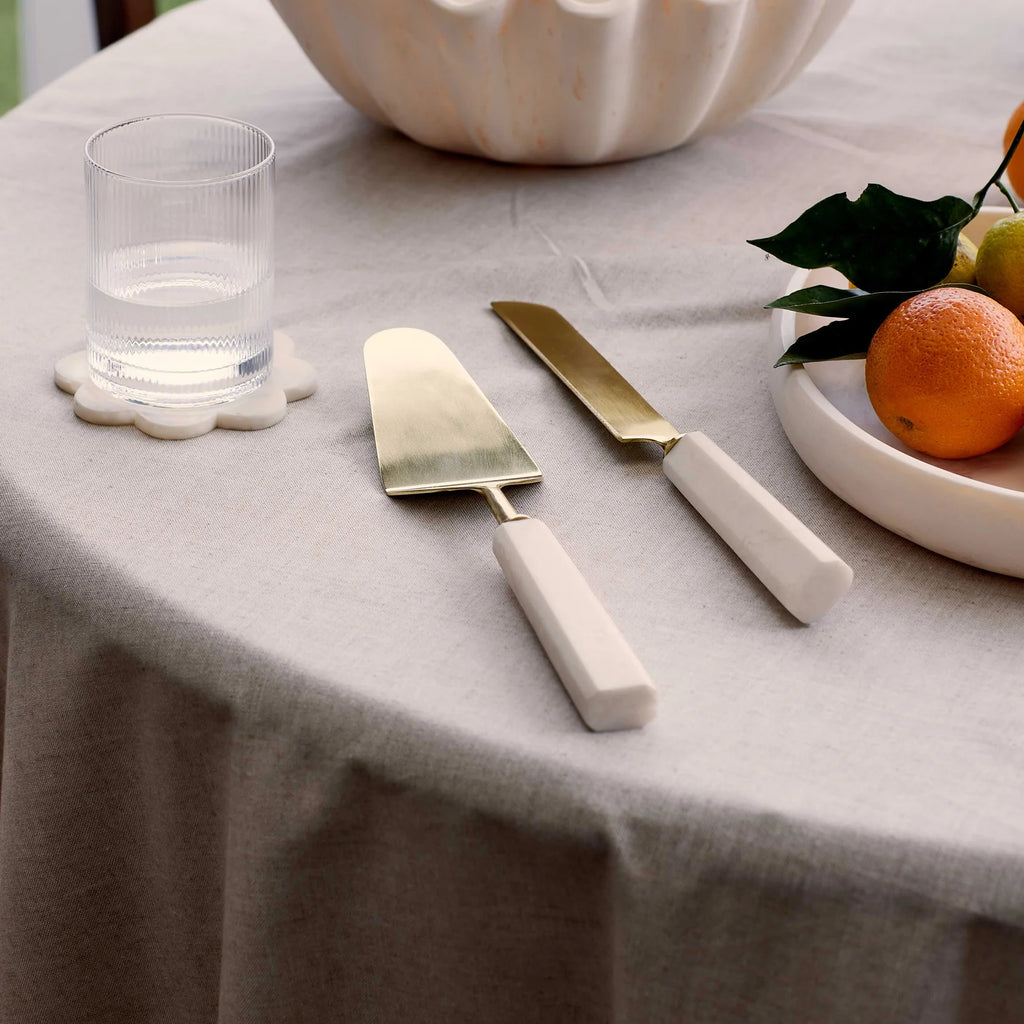 Aries Cream/Gold Resin Cake Server Set